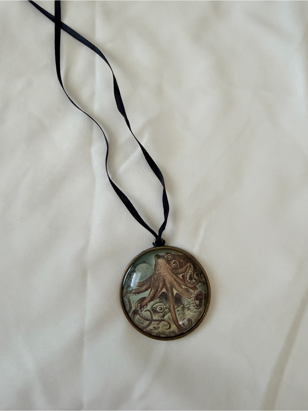 Octopus Pendant Necklace in Brown and Teal - Women Jewelry
